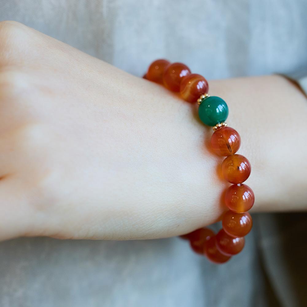 Natural Red Agate Bracelet for Women Cat's Eye Stone Beaded Bracelet Red Striped Agate Bracelet Best Friend Gift