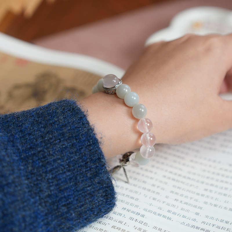 Original Design Natural 10MM Rose Quartz Bracelet for Women S925 Silver Wealth Tree Leaf High-End Crystal Bracelet