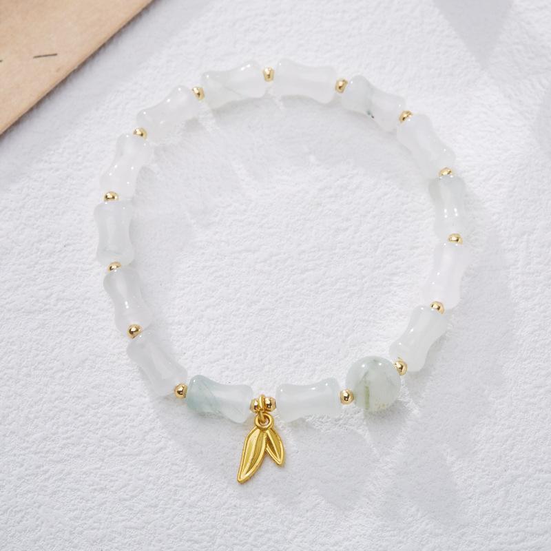 Natural Tianshan Green Bamboo Knot Bracelet Bamboo Knot Wealthy Endless Gold Silk Jade High-end Bracelet Gift for Best Friend