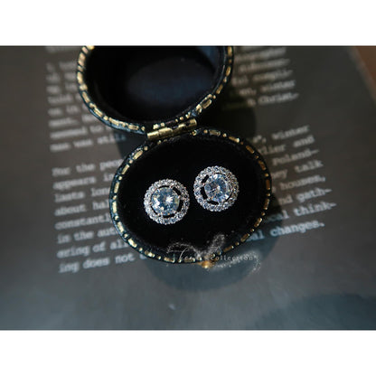 S925 Solid Silver Earrings for Women Simple Elegant Versatile Inlaid Exquisite Zircon Earrings