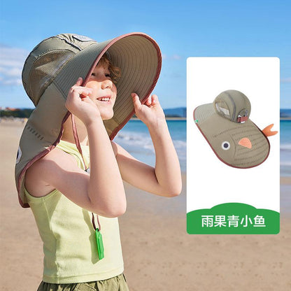 Original Yarn Children's Sun Hat UV Protection Boys Girls Wide Brim Sun Hat Baby Sun Hat New Model