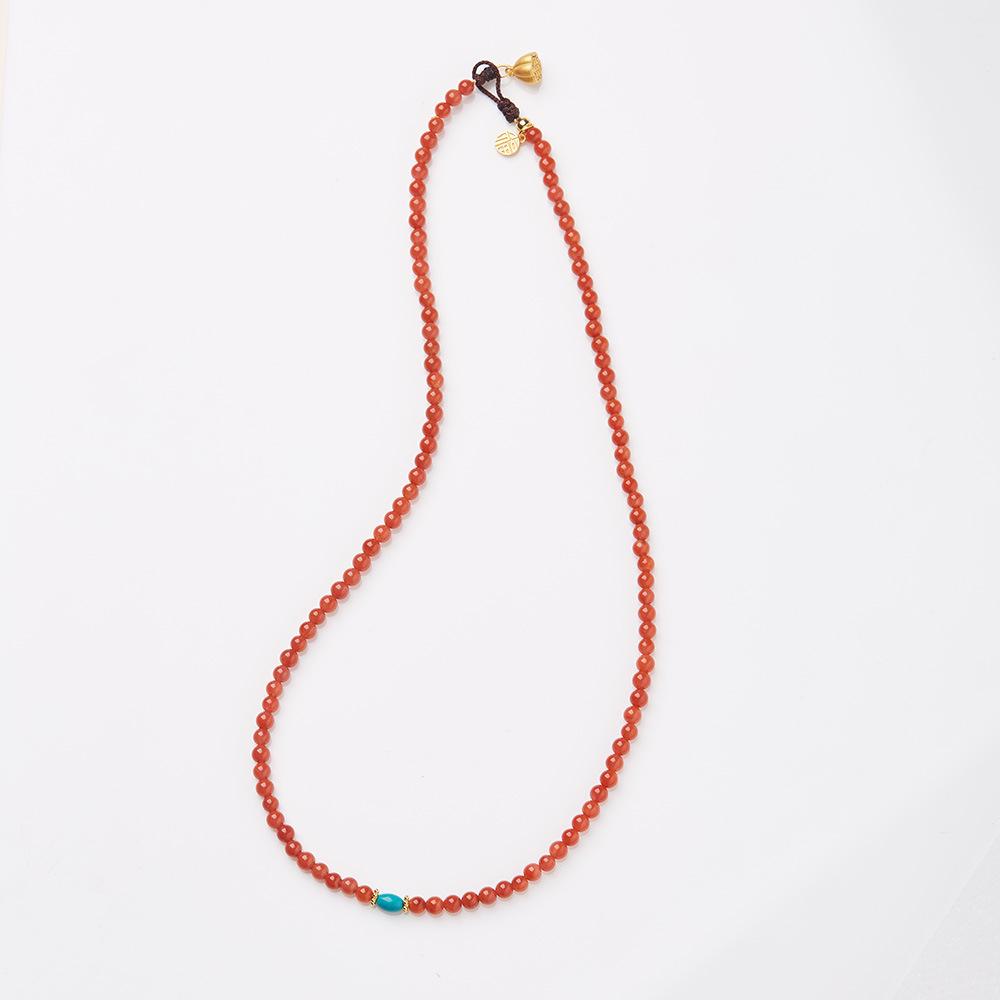 New Chinese Style Natural Sichuan Material 4MM Liangshan South Red Agate Bracelet for Women with Small Beads Cherry Persimmon Red South Red Agate Collection