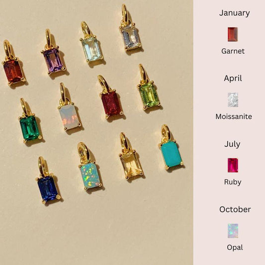 Titanium Steel Color-Retaining Necklace Rectangular December Birthstone Pendant Colorful Zircon Clavicle Chain for Women 18K Gold Plated