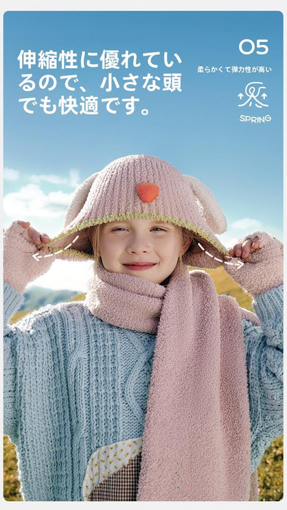Baby Hat Autumn Winter Children Knitted Hat Ear Protection Baby Cute Girl Scarf Gloves Boy New Style