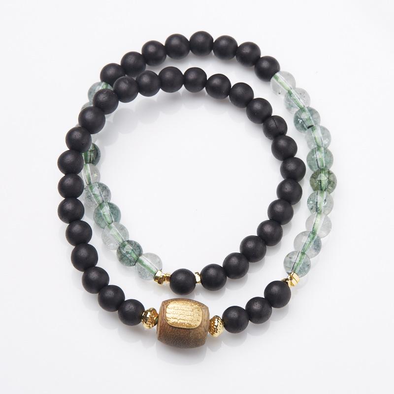 Agarwood Bracelet S925 Silver Five Strands White Crystal Double Circle Bracelet High-end Buddhist Bead Bracelet