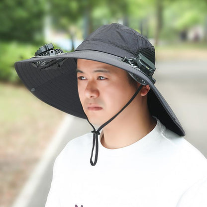 Summer Rechargeable Multi-Fan Hat Pastoral Outdoor Play Work Travel Sunshade Face Shield Wide Brim Sun Hat