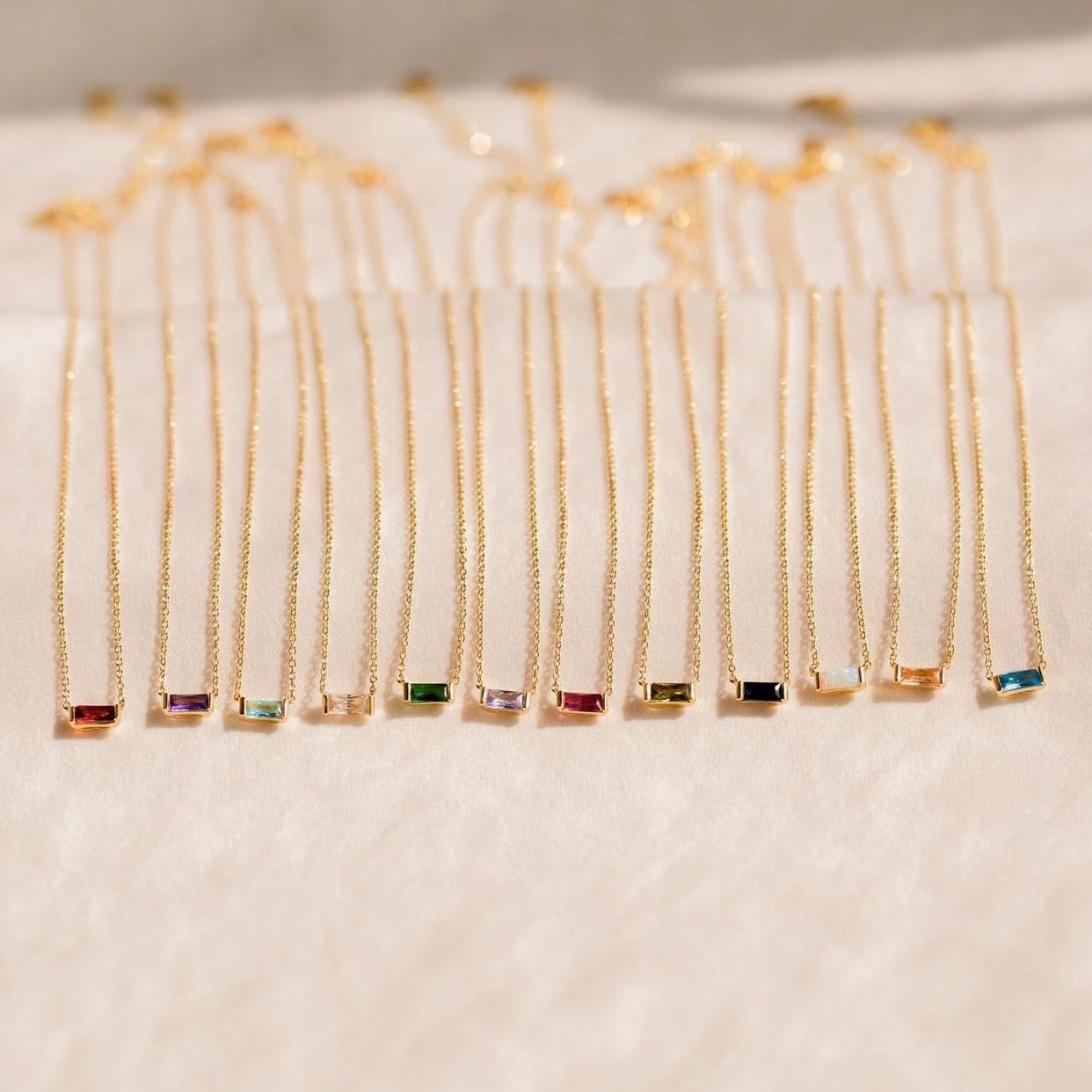 Titanium Steel Birthstone 12 Birthstone Zircon Necklace Monthly Stone Women High Color Retention Ins Necklace