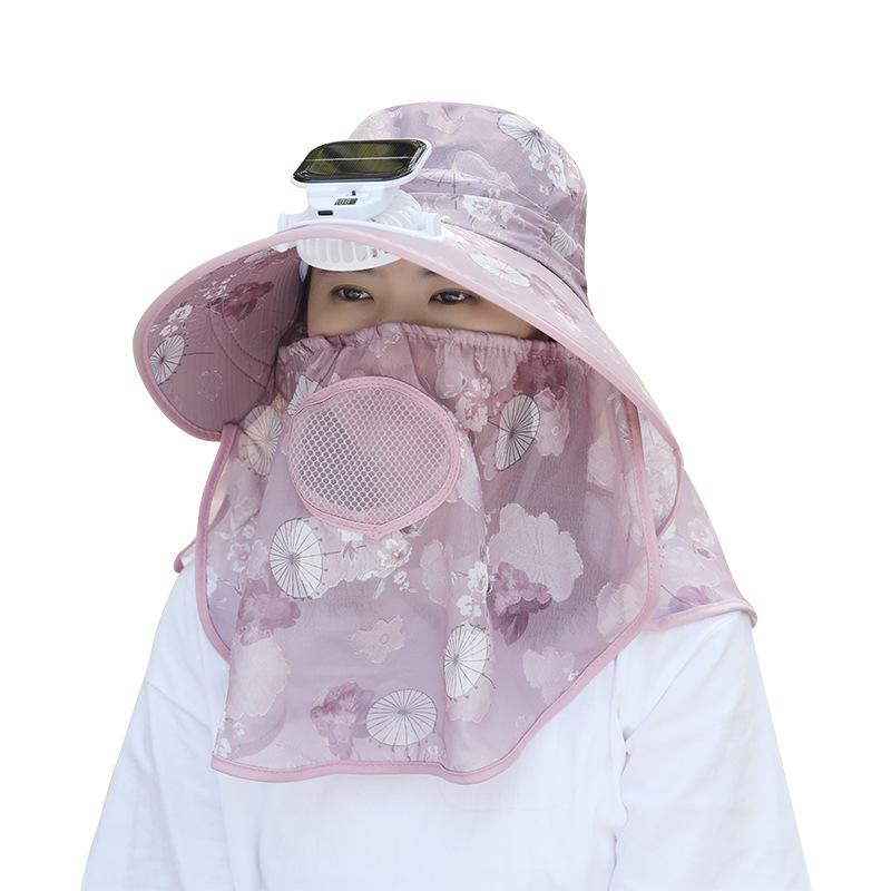 Suitable for Adults Summer Solar Digital Display Charging Fan Hat Wide Brim Greenhouse Work Farming Tea Picking Sunshade Sun Protection Hat