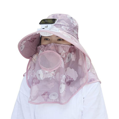 Suitable for Adults Summer Solar Digital Display Charging Fan Hat Wide Brim Greenhouse Work Farming Tea Picking Sunshade Sun Protection Hat
