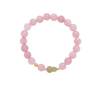 Purple Chalcedony Hetian Jade Gourd Bracelet S925 Silver Curly Grass Pattern Begonia Acacia Bracelet Chinese Style