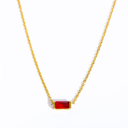 Titanium Steel Birthstone 12 Birthstone Zircon Necklace Monthly Stone Women High Color Retention Ins Necklace