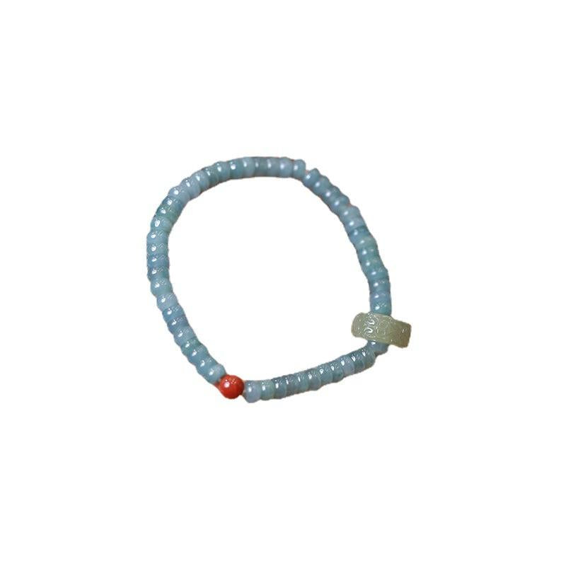 Blue Water Jade Abacus Bead Single Circle Bracelet Hetian Jade Running Ring Southern Red Accessories Hand Jewelry Fortune Lucky Bracelet