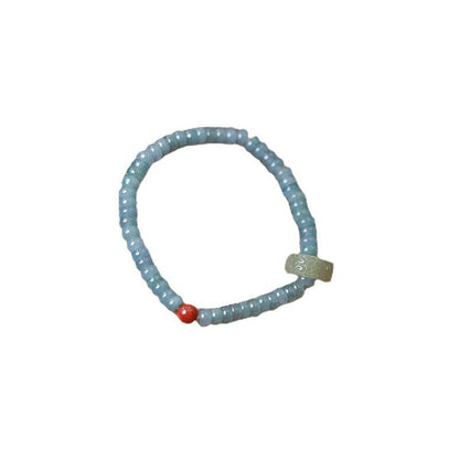 Blue Water Jade Abacus Bead Single Circle Bracelet Hetian Jade Running Ring Southern Red Accessories Hand Jewelry Fortune Lucky Bracelet
