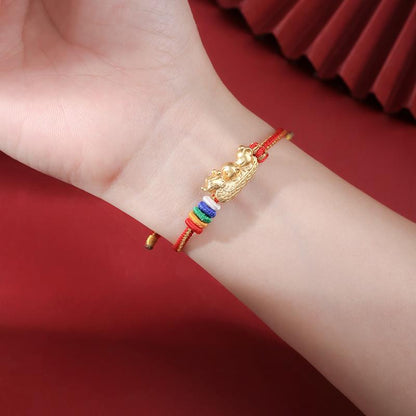Dragon Knot Three-in-One Zodiac Bracelet Dragon Rat Monkey Birth Year Wear 2024 New S999 Silver Lucky Peace Auspicious Bracelet