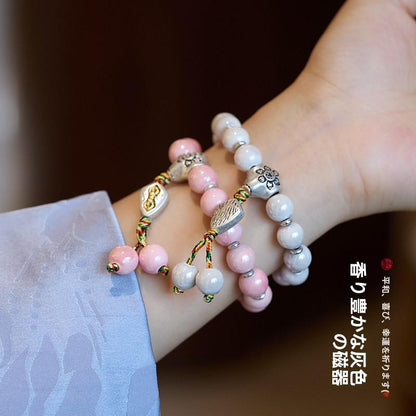 2025 Year of the Snake Yongxiang Ash Glaze Bracelet Ash Porcelain Vajra Glaze Bracelet Temple Blessing Gift