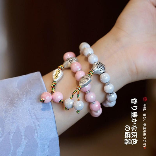 2025 Year of the Snake Yongxiang Ash Glaze Bracelet Ash Porcelain Vajra Glaze Bracelet Temple Blessing Gift