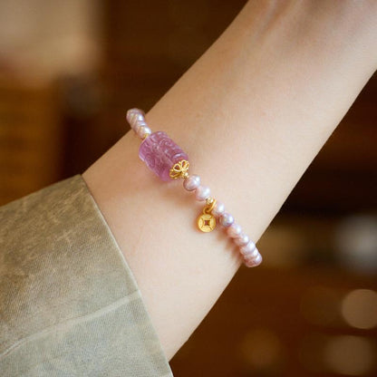 Natural Pearl Necklace for Women Purple Freshwater Pearl Pattern Bracelet High-end Feel Gift for Best Friend