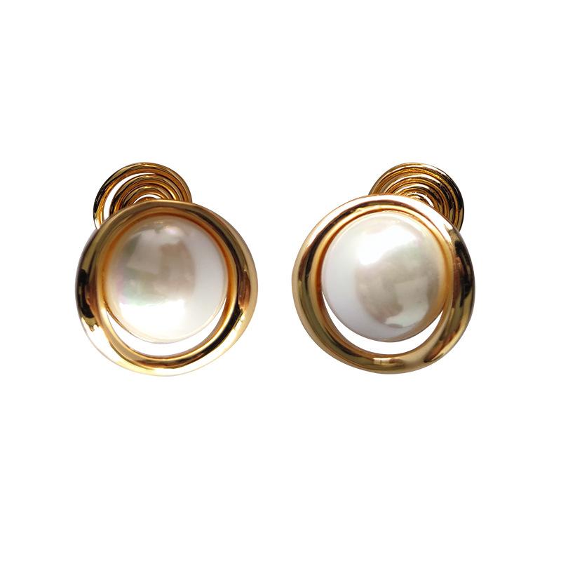 Iridescent Pearl Painless Earrings Unique Elegant High-end Simple Painless Mosquito Coil Ear Clips for Women Without Pierced Ears New Style