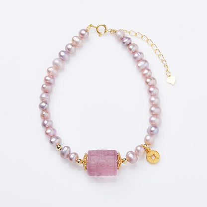 Natural Pearl Necklace for Women Purple Freshwater Pearl Pattern Bracelet High-end Feel Gift for Best Friend