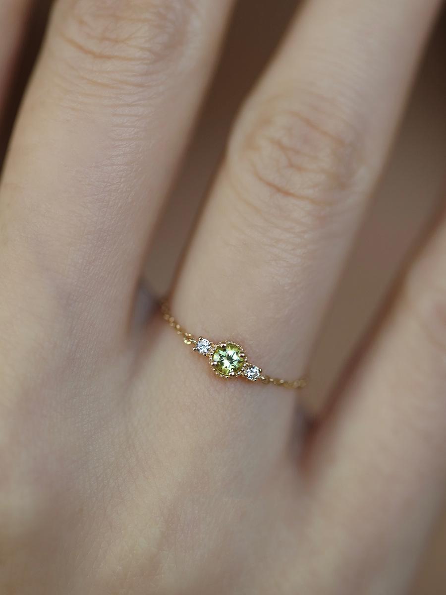 S925 Little Jasmine Gold Olive Adjustable Chain Pure Silver Ring for Women Japanese Style Niche High-end Jewelry