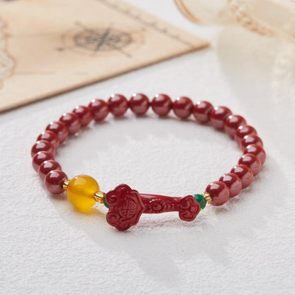 Xiangxi Original High-Content Imperial Sand Bracelet Good Luck and Success Cinnabar Bracelet Zodiac Year Gift