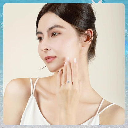 S925 Sterling Silver Moissanite Ring Design Sense Light Luxury Transparent Line Mermaid's Tears Ring Diamond Ring Women's Gift