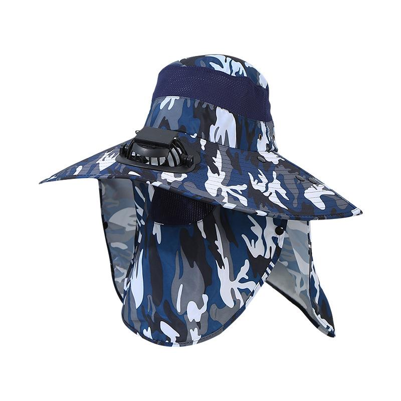 Men's Summer Wide Brim Dual Fan USB Rechargeable Fan Hat Adult Outdoor Sunshade Sun Protection Fishing Work Hat
