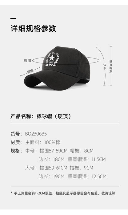 High Crown Hat for Men with Large Head Circumference, Face Slimming Hard Brim Baseball Cap for Outdoor Travel Sunshade