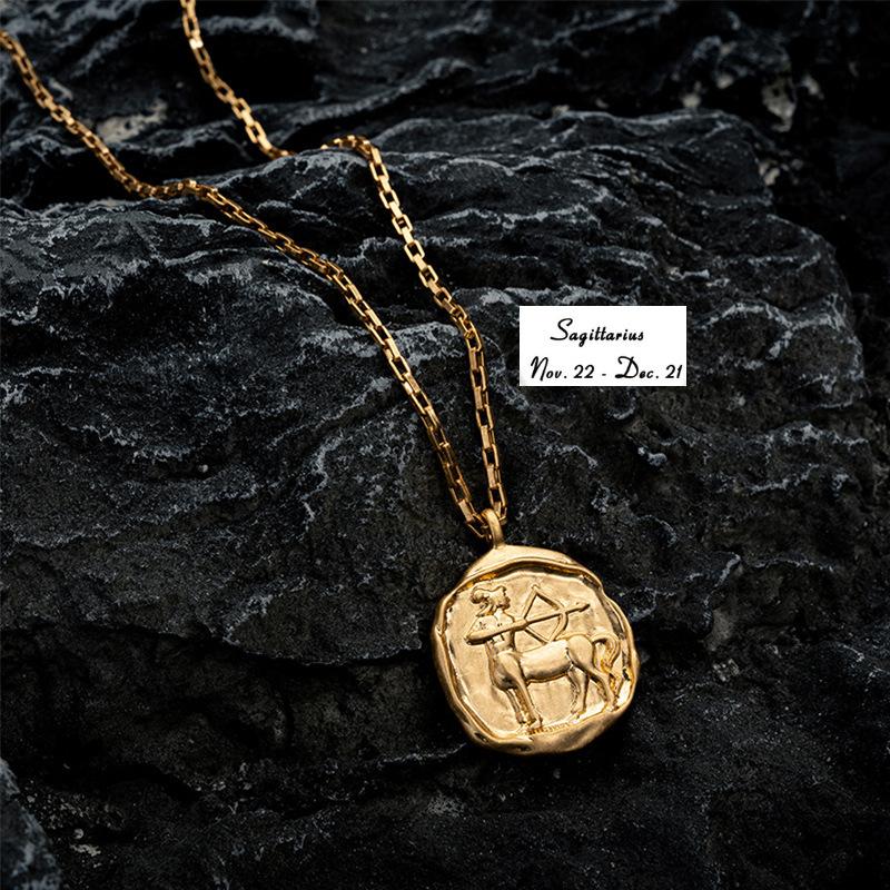 Twelve Constellation Pendant Necklace Furnace Vacuum Electroplating 18k Gold 12 Constellations