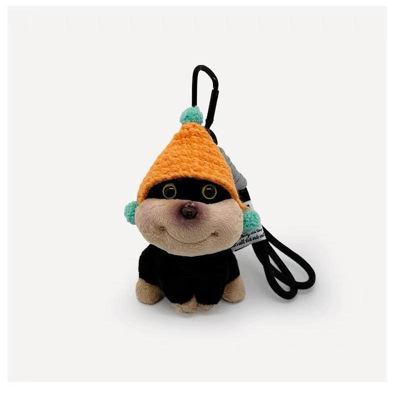 Bee Puppy Backpack with Hat Plush Doll Pendant Bag Pendant Bag Decoration Couple Funny Keychain Doll