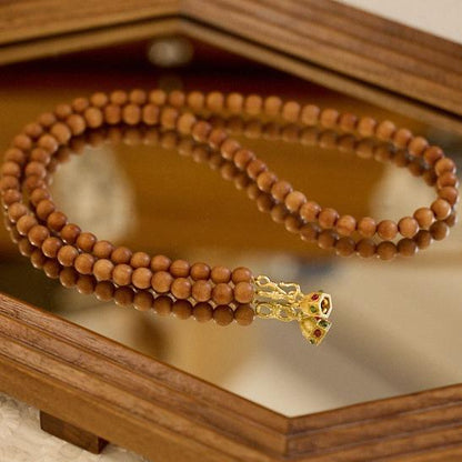 Milk Fragrance Barbie Sandalwood Necklace for Women Eight Treasures Dzi Bead Bracelet Adjustable Dual-use Versatile High-end Sweater Chain