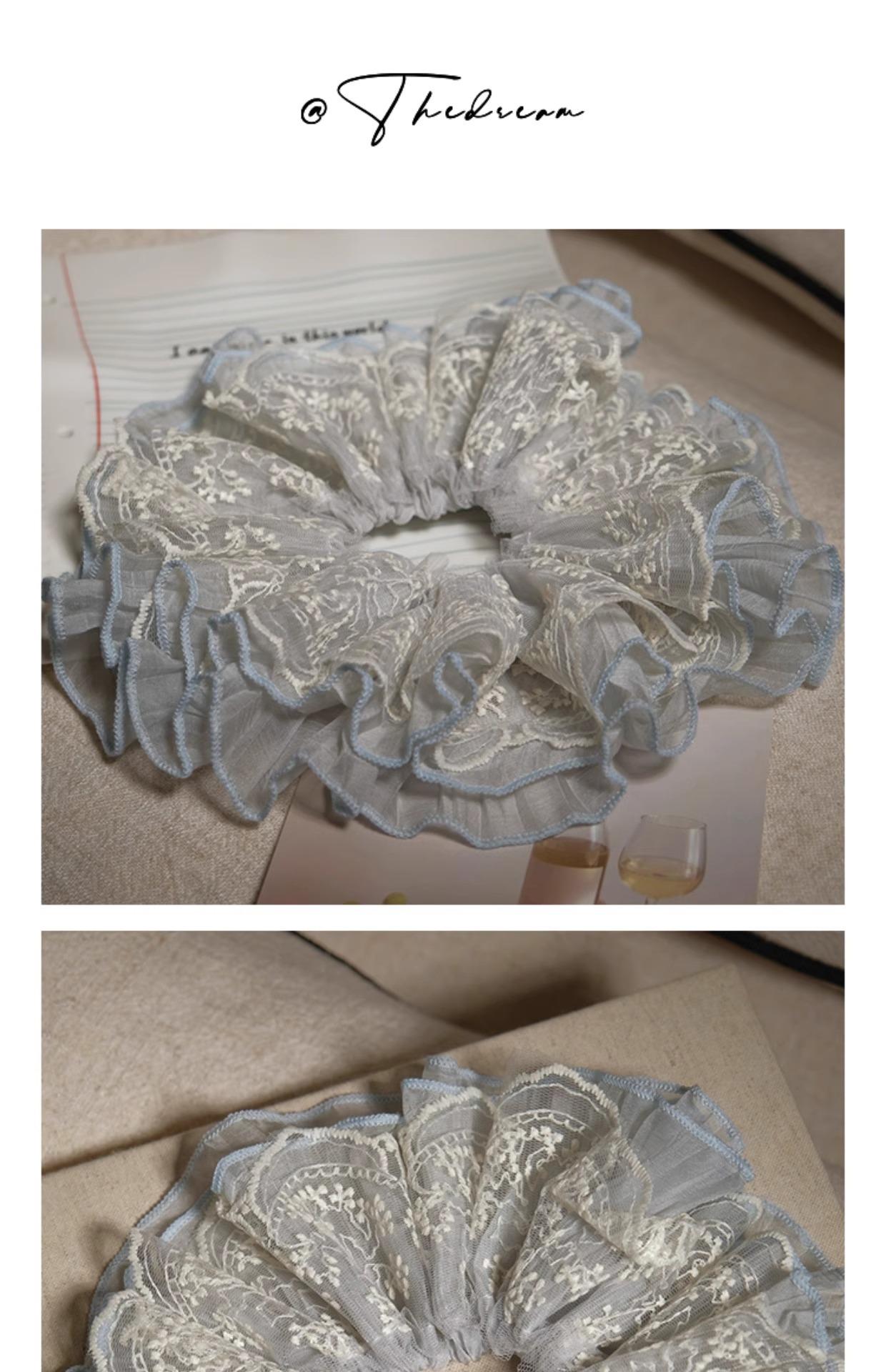 &lt;Dreamland&gt; Sheer Lace Hair Tie Ins Hair Accessories for Women Bun French Retro Hair Rope Hair Ornament Hair Flower