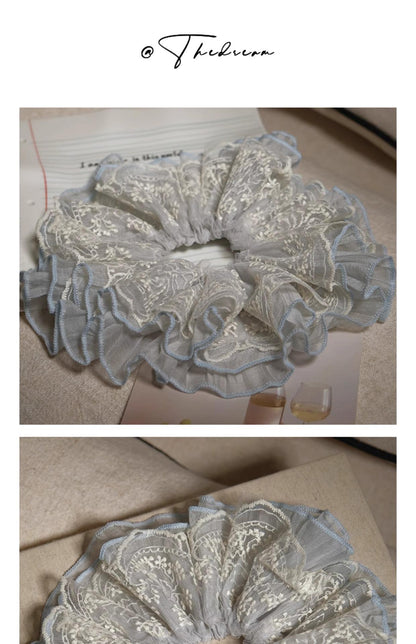 &lt;Dreamland&gt; Sheer Lace Hair Tie Ins Hair Accessories for Women Bun French Retro Hair Rope Hair Ornament Hair Flower