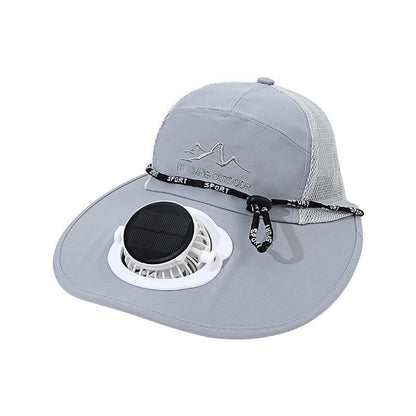 Men's Summer Solar Charging Hat with Fan Fishing Outdoor Sunshade Sun Protection Hat Women's Wide Brim Mesh Hat
