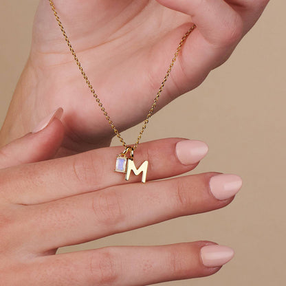 Titanium Steel Necklace Rectangular December Birthstone Pendant Colorful Zircon Clavicle Chain for Women Titanium Steel Plated with 18K Gold Color Retention