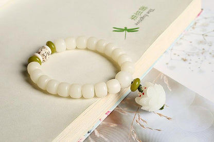 Hainan White Jade Bodhi Single Circle 8*10mm Bracelet Couple Style Buddhist Bead Bracelet Jewelry
