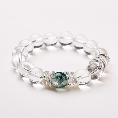 White Crystal Bracelet for Women, Auspicious Snake, Year of the Snake, Zodiac Bracelet, Green Snake, Gift for Best Friend