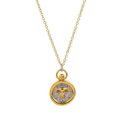 European and American 12 Zodiac Sign Stamp Color Retention Casting Plated 18K Gold Contrast Pendant Necklace for Women Twelve Zodiac Sign Necklace