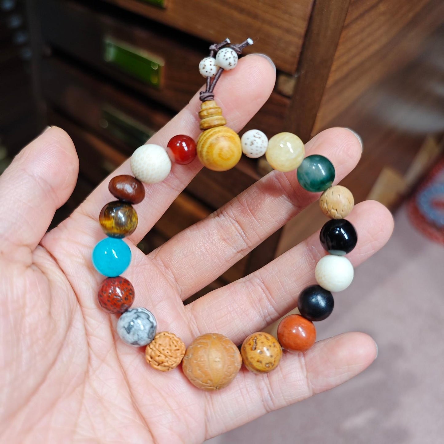 18 Bodhi Beads Bracelet Eighteen Beads Prayer Beads Bodhi Bracelet String Beads Bodhi Prayer Beads Temple Offering Souvenir