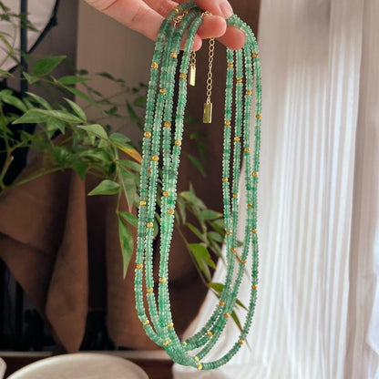Vintage Natural Dongling Jade UFO Bead Long Necklace with Atmosphere and Multiple Wearing Methods Choker