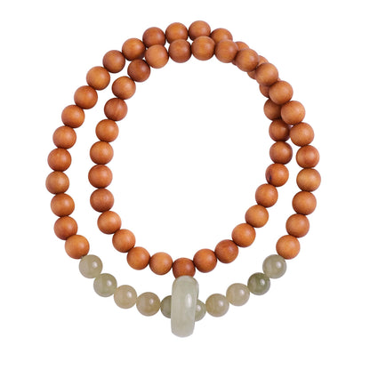 Qingshan Dai Lingyin Milk Fragrance Sandalwood Hetian Running Ring Double Circle Bracelet Ethnic Style Simple Jade Bracelet Couple Style