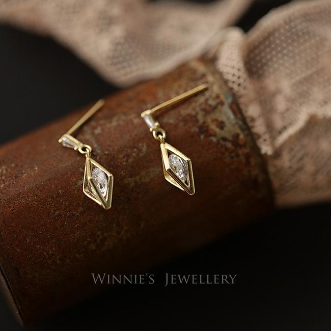 S925 Sterling Silver 14K Gold Plated Earrings Sunlight Radiant Prismatic Simple Elegant Versatile Super Sparkling Zircon Earrings
