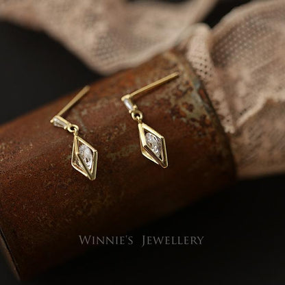 S925 Sterling Silver 14K Gold Plated Earrings Sunlight Radiant Prismatic Simple Elegant Versatile Super Sparkling Zircon Earrings