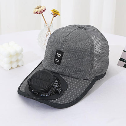 Summer New Breathable Mesh Hat Solar Charging Fan Hat Sunshade Sun Protection Outdoor Casual Unisex Adult