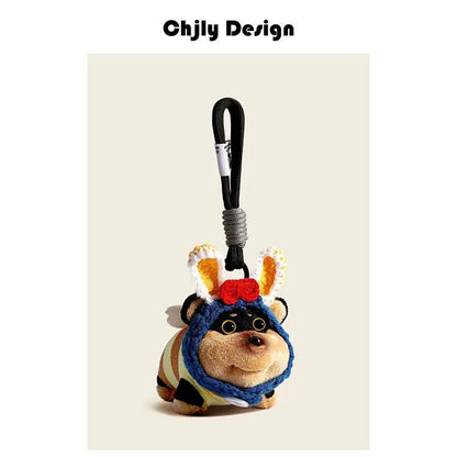 Bee Puppy Backpack with Hat Plush Doll Pendant Bag Pendant Bag Decoration Couple Funny Keychain Doll