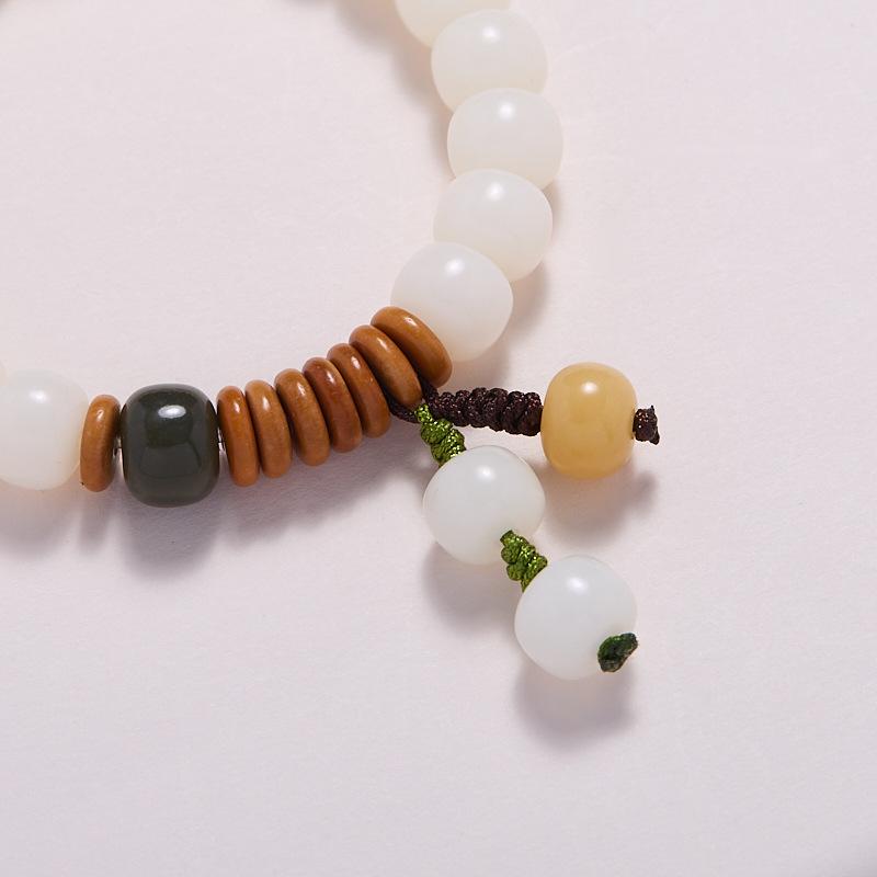 Natural Straight-Cut White Jade Bodhi Bead Bracelet Multi-Treasure Bodhi Seed Bracelet for Women Wrap-around Soft Bodhi Root Bracelet Wholesale