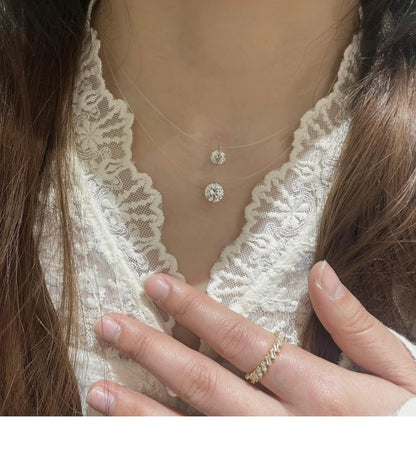 Mermaid Tears Necklace Ladies New Moissanite Invisible Fishing Line Minority All-Match Sterling Silver Clavicle Chain