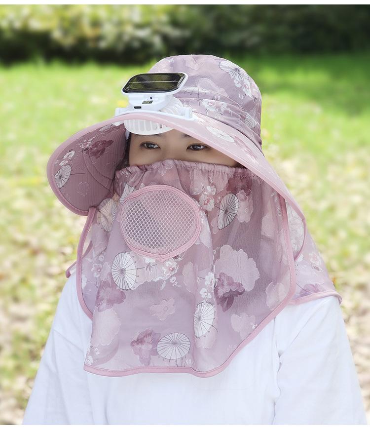 Suitable for Adults Summer Solar Digital Display Charging Fan Hat Wide Brim Greenhouse Work Farming Tea Picking Sunshade Sun Protection Hat