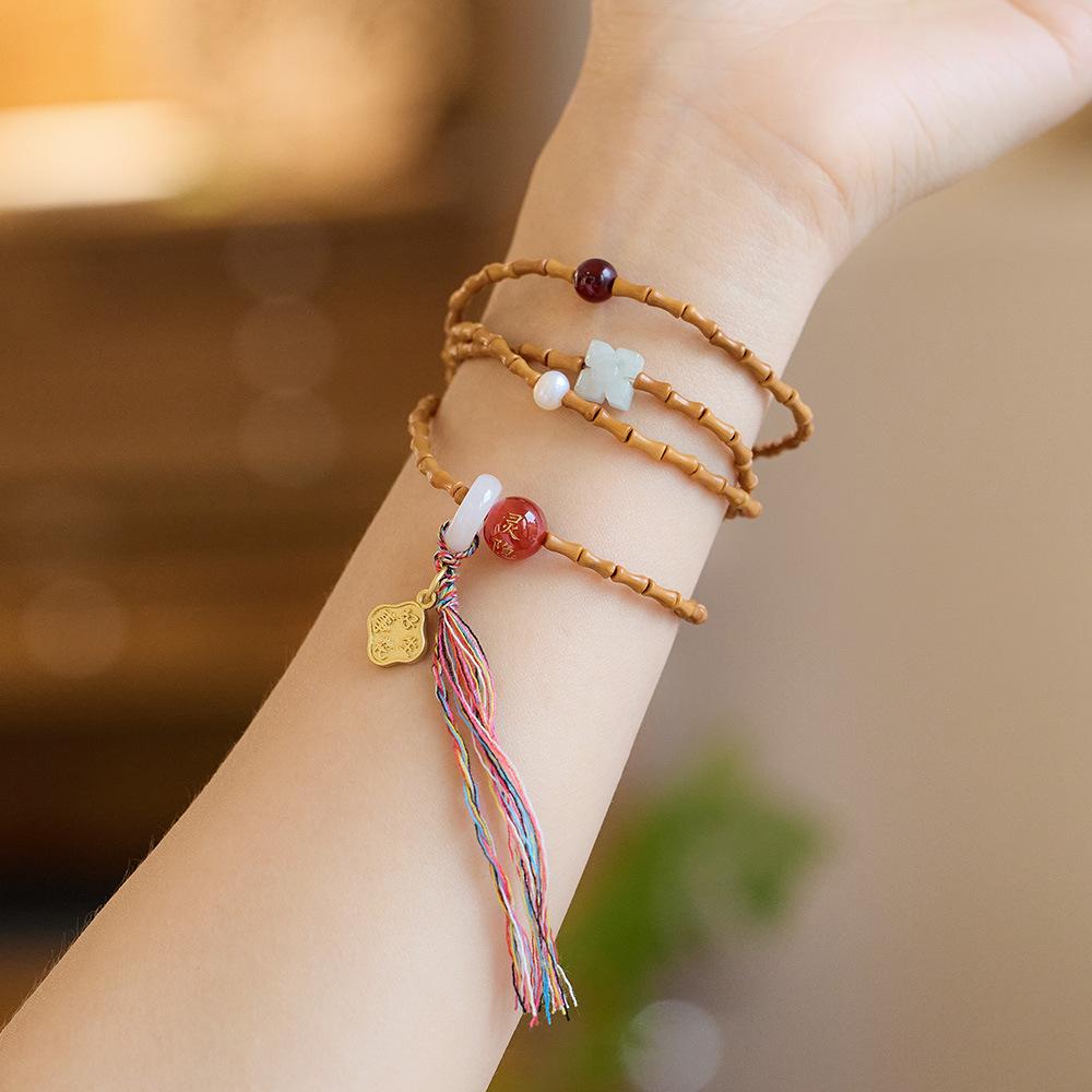 Nanhong Dream Bamboo Knot Olive Stone Bracelet Star Moon Bodhi Red Agate Heart Sutra Three-Circle Multi-Treasure Bracelet