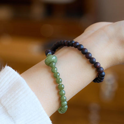 Natural Hainan Descending True Bracelet Hetian Jade Double Layer Bracelet Taoist Temple Incense Chicken Bone Incense Myanmar Descending True Incense